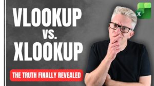 A simple chart contrasts XLOOKUP for fixed column lookups with VLOOKUP for relative columns in common Excel tasks.