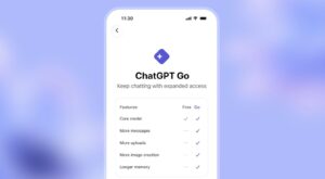Illustration showing ChatGPT Go available in 171 countries, highlighting $8 pricing and wider access to core tools.