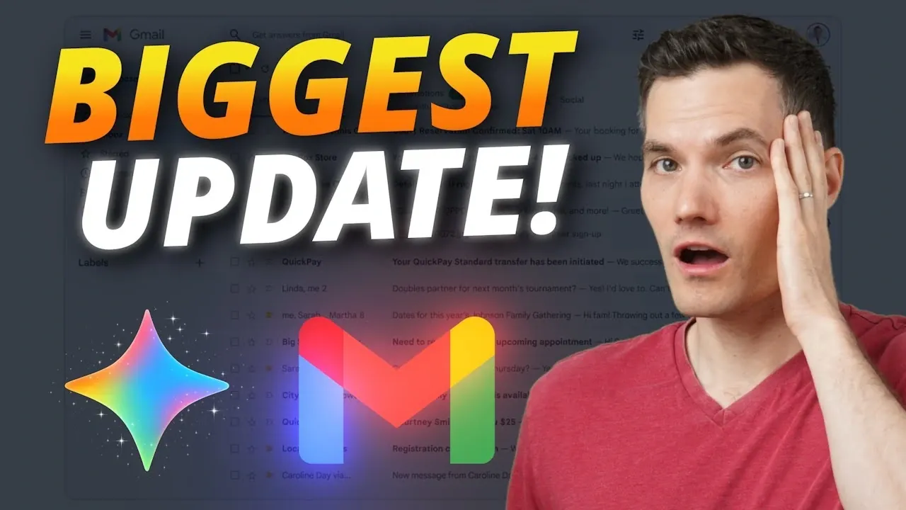 Gmail inbox showing AI Overviews summarizing a long group thread into quick, easy highlights for faster updates.