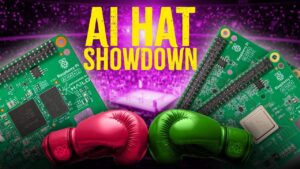 Compact Raspberry Pi build using AI HAT 2, offloading processing while keeping power near 3 watts during tests.