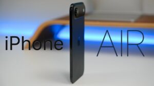 iPhone Air showcasing its lightweight titanium frame and sleek design