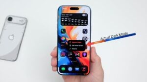 iPhone dark mode settings menu for iOS 26