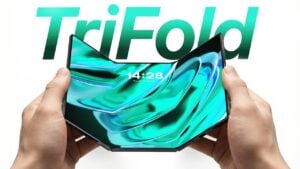 Samsung Galaxy Z TriFold showcasing its dual-hinge foldable design