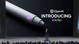Concept image of OpenAI’s screenless pen, created by a famed product designer, focused on notes, voice, and calm use.
