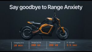 Garage view of Verge TS Pro with modular platform designed to accept future battery upgrades easily.