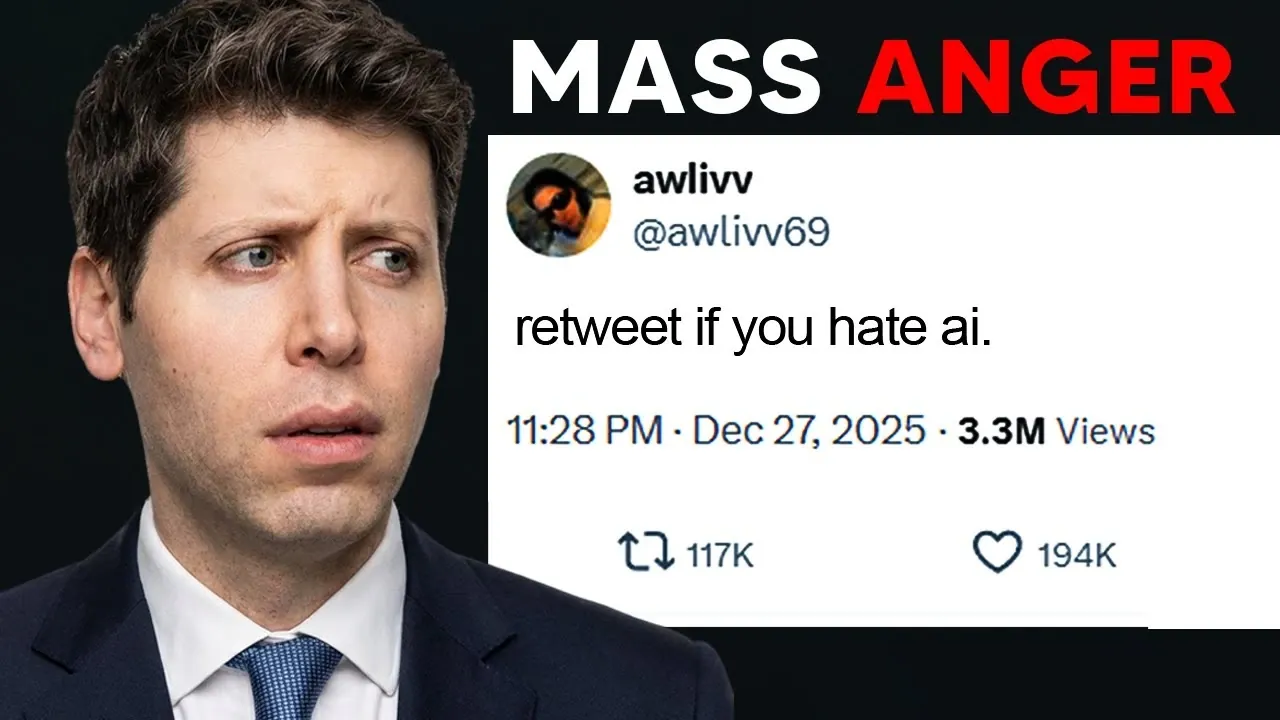 A split-screen of social feeds showing heated posts about AI, reflecting growing division between supporters and critics.