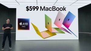 Apple’s new $599 MacBook featuring a compact design and vibrant colors