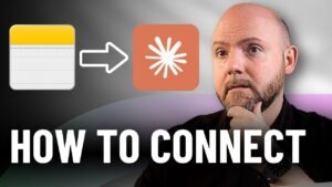 Screen showing Claude settings with Connectors tab open, highlighting Apple Notes ready for one-click install and linking.