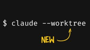 Terminal view showing Claude Code running separate Git worktrees for two features, each on its own branch.