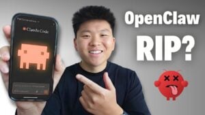 Laptop terminal running Claude Code with a session URL displayed for remote access from another device.
