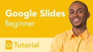 Google Slides interface showing menus, slide thumbnails, and a main canvas with text boxes and speaker notes.