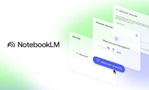 Terminal view showing NotebookLM CLI commands for creating notebooks, adding sources, and listing files for an AI agent.