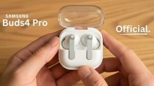 Close-up of Samsung Galaxy Buds 4 Pro showcasing premium design