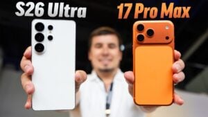 Samsung Galaxy S26 Ultra compared to iPhone 17 Pro Max in design and features