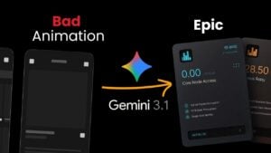 A scene-by-scene prompt outline showing timing, camera moves, UI states, and transition notes for Gemini 3.1 Pro.