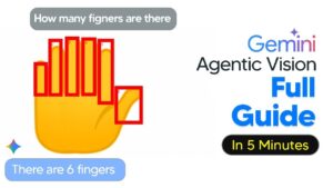 Gemini Chat screen showing Agentic Vision tools beside an uploaded photo for guided image analysis.