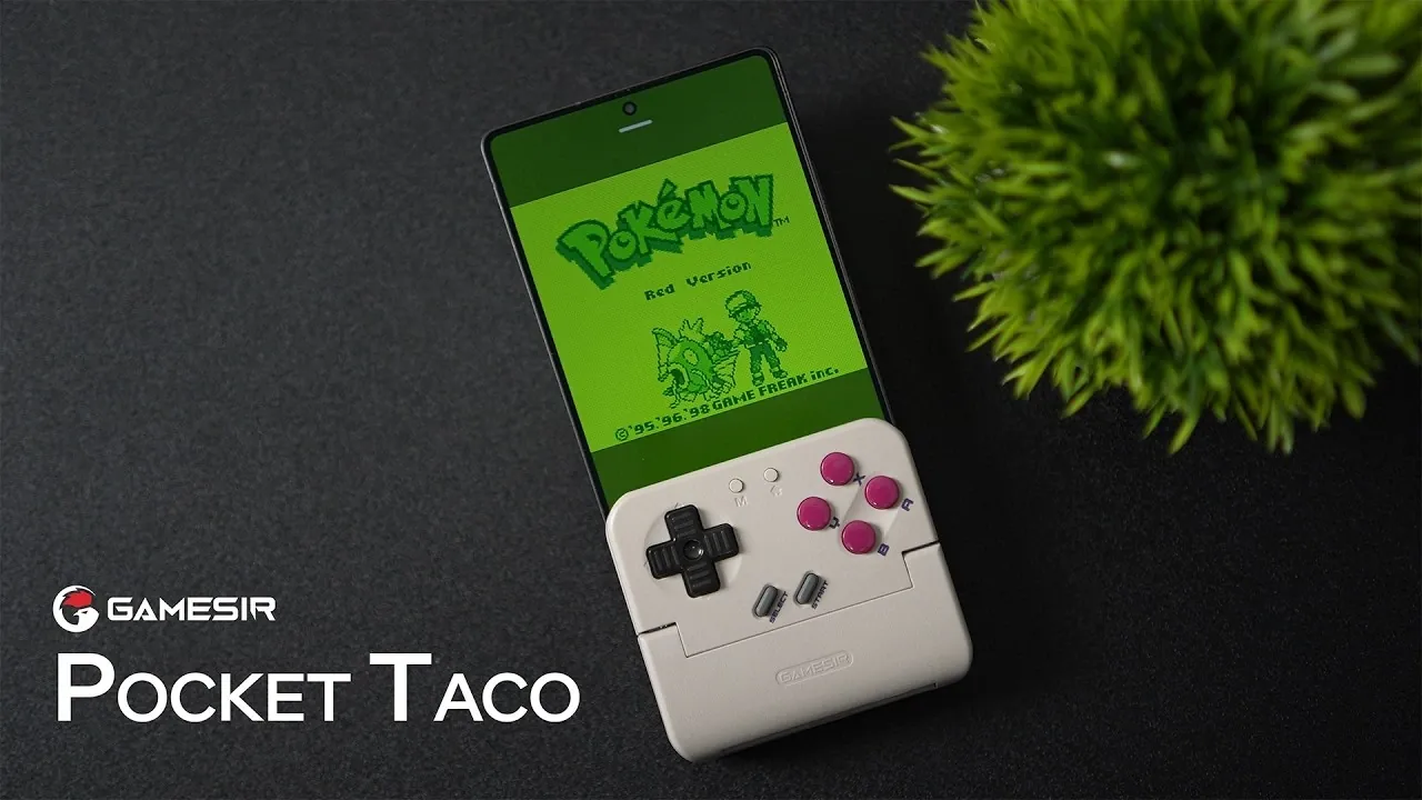 Phone gameplay running RetroArch while the Pocket Taco supplies power to the device from its 6,000 mAh battery.