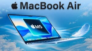 MacBook Air M5 laptop showcasing its sleek design and new features