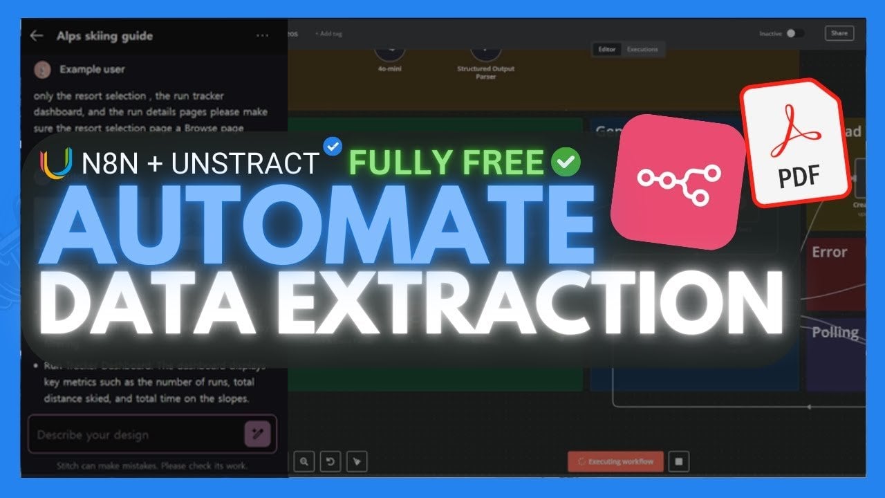Laptop screen with local n8n running, connected to Unstruct for free PDF parsing without cloud processing.