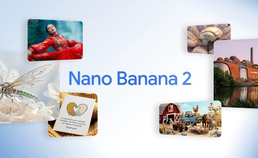 Side-by-side images show Nano Banana 2 realism gains compared with Nano Banana, with sharper textures and lighting detail.