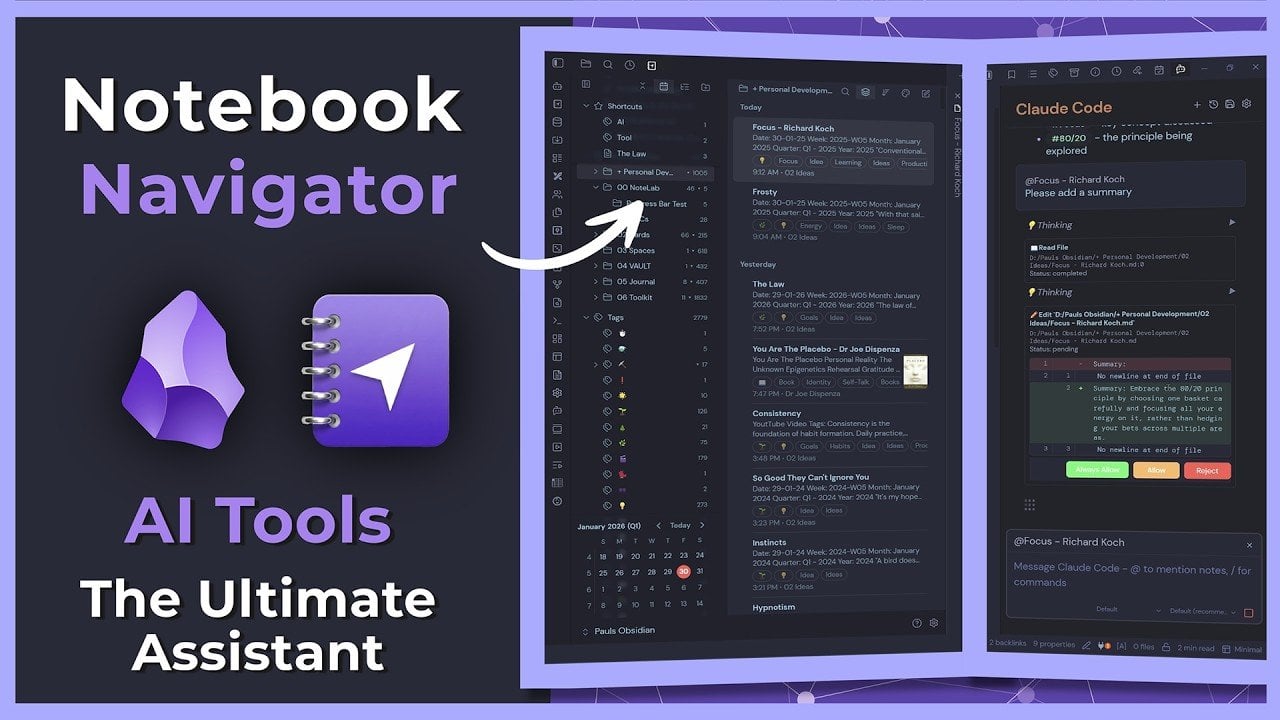 Obsidian Notebook Navigator & AI Tools Workflow Guide 2026 - Geeky Gadgets