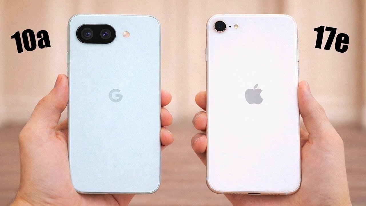 Pixel 10a and iPhone 17e side-by-side comparison of budget smartphones