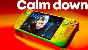 Neo1 running on Steam Deck with a performance overlay near 30 FPS and recommended graphics settings shown.