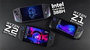 Side-by-side 3DMark results highlight 83 percent higher graphics for Panther Lake over Z1 Extreme at seventeen watts.