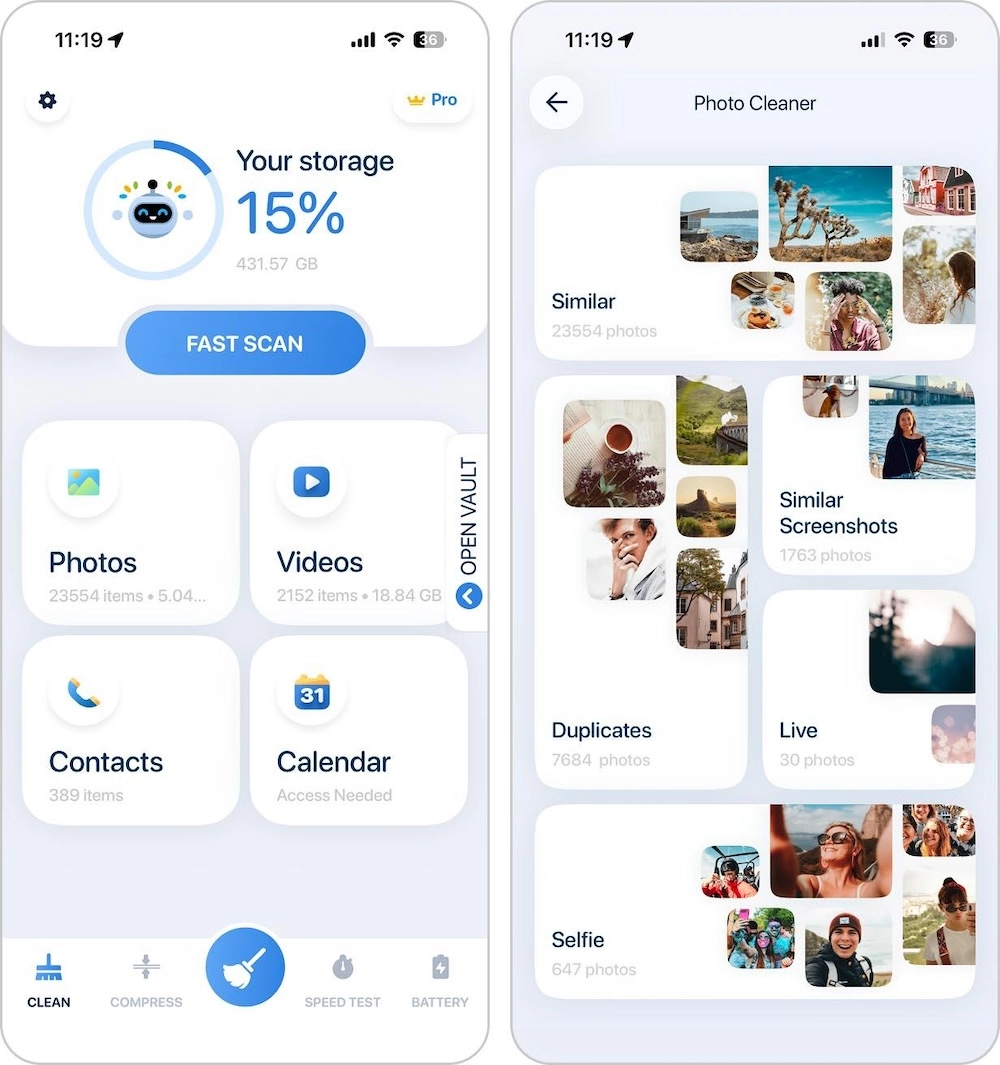 Impulsione o limpador.