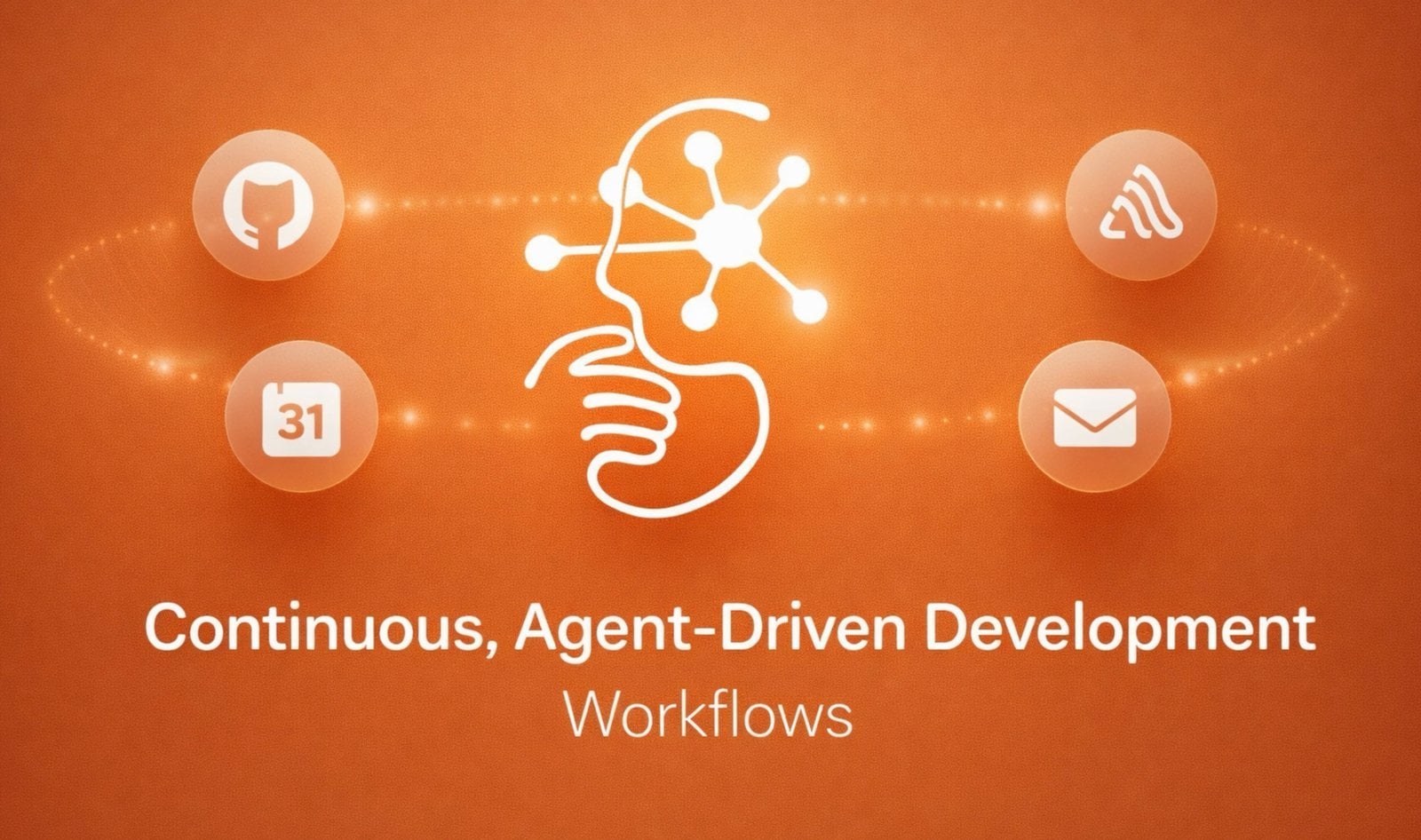 Developer workflow diagram showing AI agents filing pull requests, running tests, and updating documentation overnight.