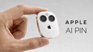 Diagram style image highlighting wide and ultrawide cameras on the Apple AI Pin for photos and environment scanning.