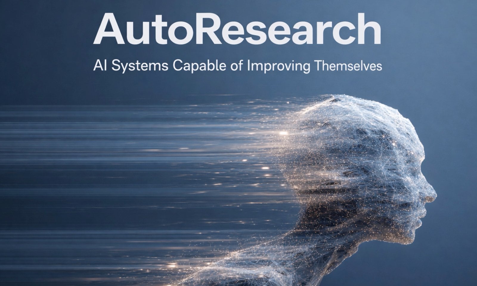 Diagram showing AutoResearch looping through hypotheses, code edits, training runs, and evaluation to keep only better results.
