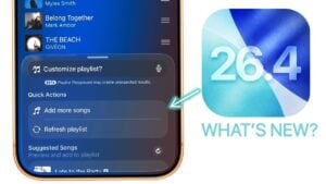 iOS 26.4 privacy and security page showing Stolen Device Protection switched on by default and new location controls.