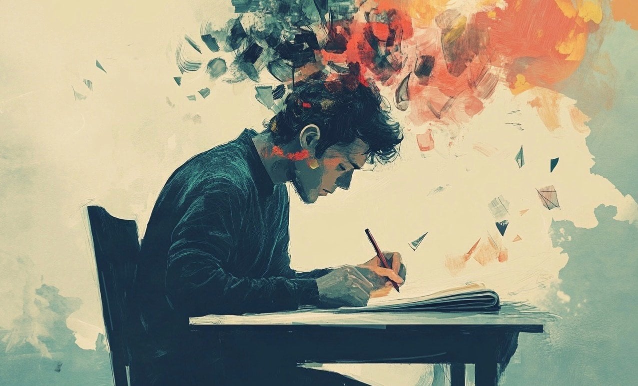 Hand-drawn Eisenhower Matrix on paper with four squares, sorting tasks by urgency and importance.