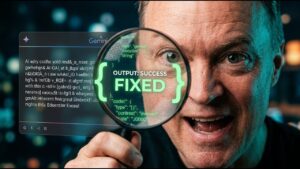 Reference photo and target image with JSON notes describing lighting, color grade, and post-processing style.