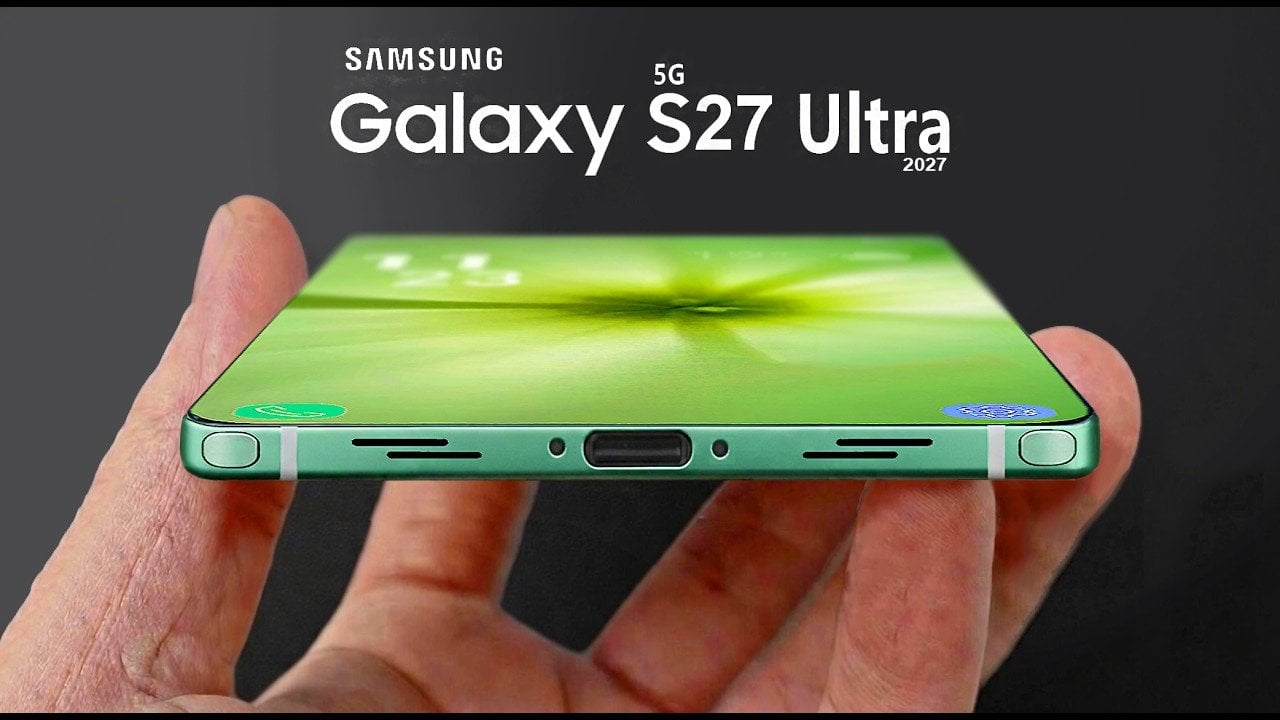 Side-by-side silhouettes of Galaxy S26 Ultra and S27 Ultra highlighting the possible built-in stylus change.