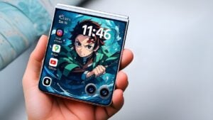 Concept render referencing the Exynos 2600 chip and expected power management gains for a foldable handset.