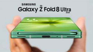 Hinge detail on the Galaxy Z Fold 8 showing a smoother fold line and reduced crease visibility.
