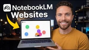 Sharing panel showing a generated link for a NotebookLM-made site, with preview and access options visible.