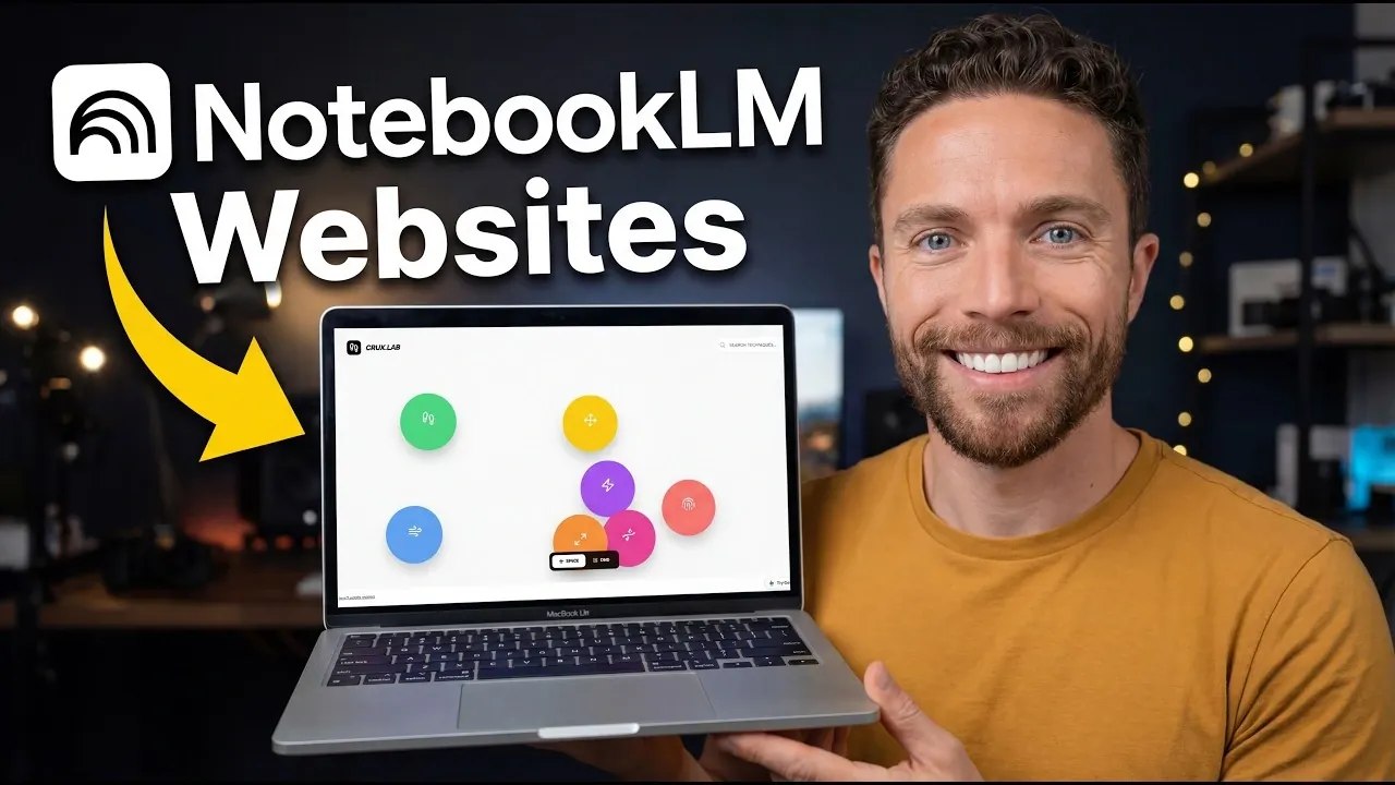 Sharing panel showing a generated link for a NotebookLM-made site, with preview and access options visible.