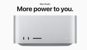 Mac Studio with 128GB memory running a large language model locally, showing live token speed and RAM use.