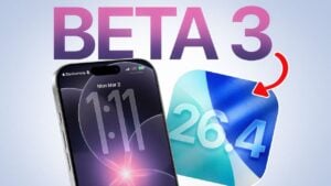 Screenshot of iOS 26.4 Beta 3 showcasing new features and updates