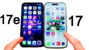Close view of iPhone 17 ProMotion screen showing smooth scrolling at 120Hz in a settings menu.