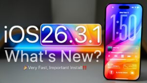 Apple Studio Display 2026 connected to a Mac, highlighting display support added in iOS 26.3.1.