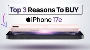 Benchmark screen showing A19 results on iPhone 17e, with 3,628 single-core and 9,088 multi-core scores.