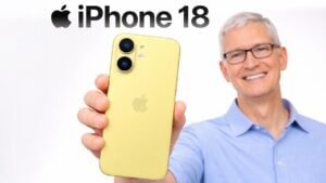Close-up concept image of the A20 processor labeled 2nm, highlighting efficiency and performance gains for iPhone 18.