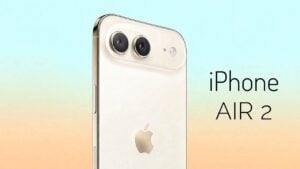 Graphic comparing A20 Pro 2nm chip efficiency claims versus earlier iPhone Air performance expectations.