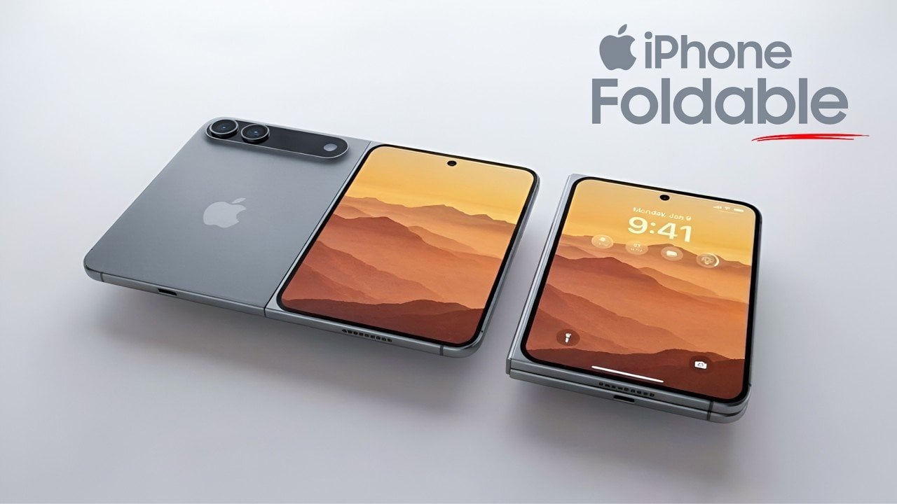 Side profile graphic compares iPhone Fold thickness at 9 mm closed and 4.5 mm when opened.