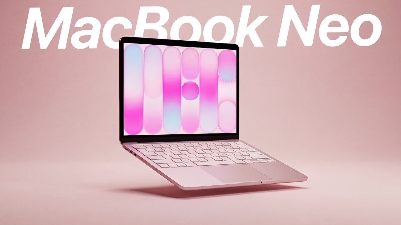 MacBook Neo shown in silver beside the $599 price tag, highlighting the budget position in Apple’s lineup.