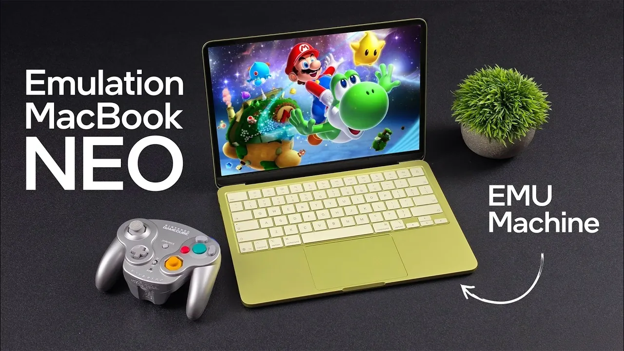 PS2 emulator on MacBook Neo set to 4x resolution, showing a demanding scene and minor frame dips.